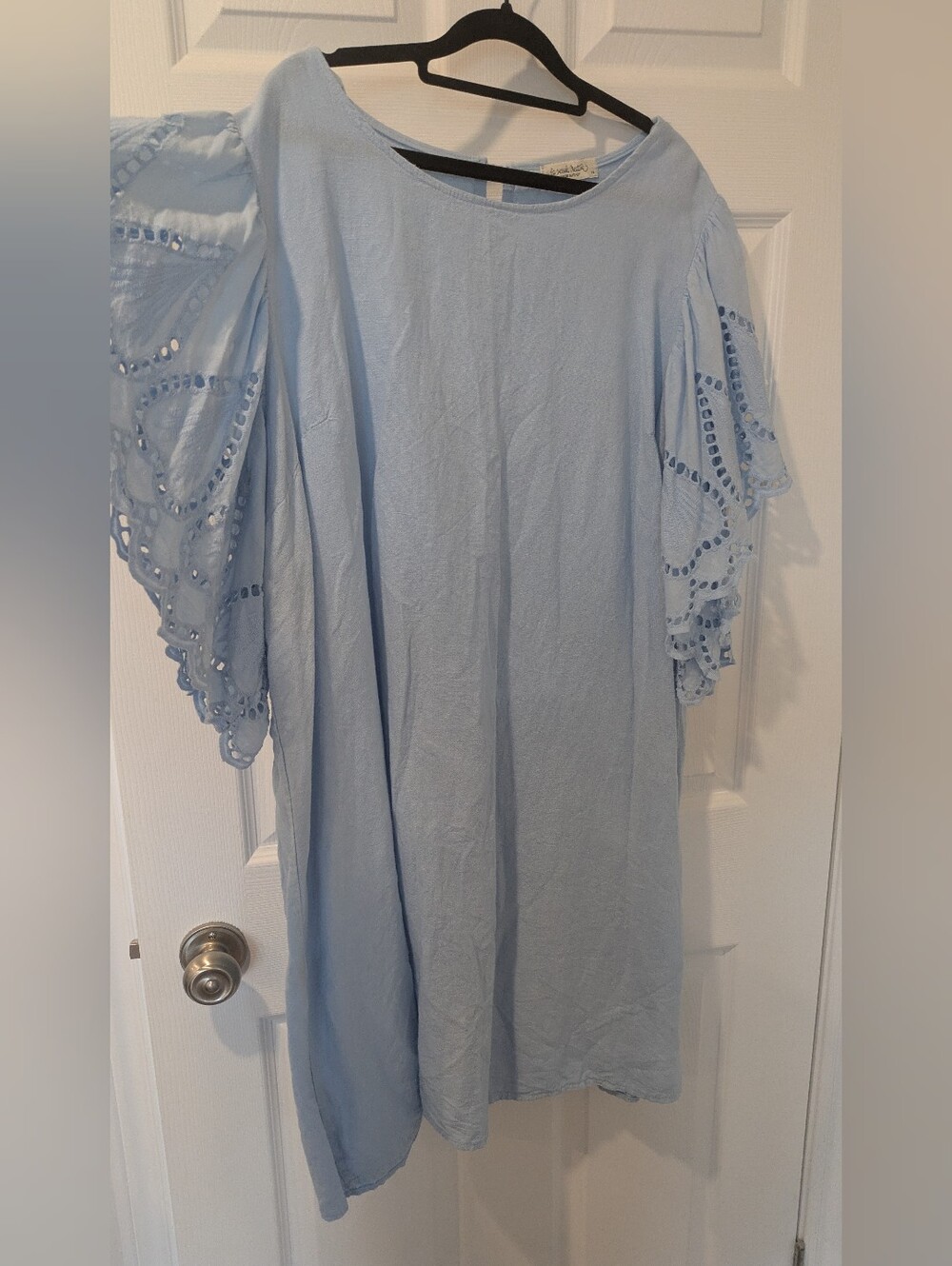 Light Blue Flutter Sleeve Women's Dress
